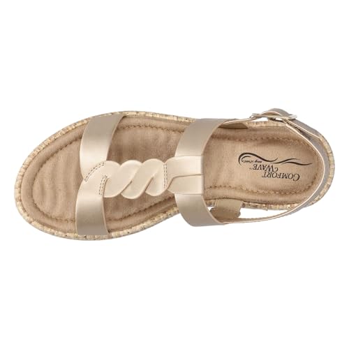 Easy Street Women's Comfortable Flat Sandal for Casual Wear Classic Leather Design US Women Size 7 Noir Easy Street Wome