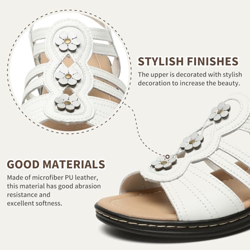 Brykan Women's Comfortable Leather Walking Sandals with Arch Support for Casual Summer Travel and Hiking