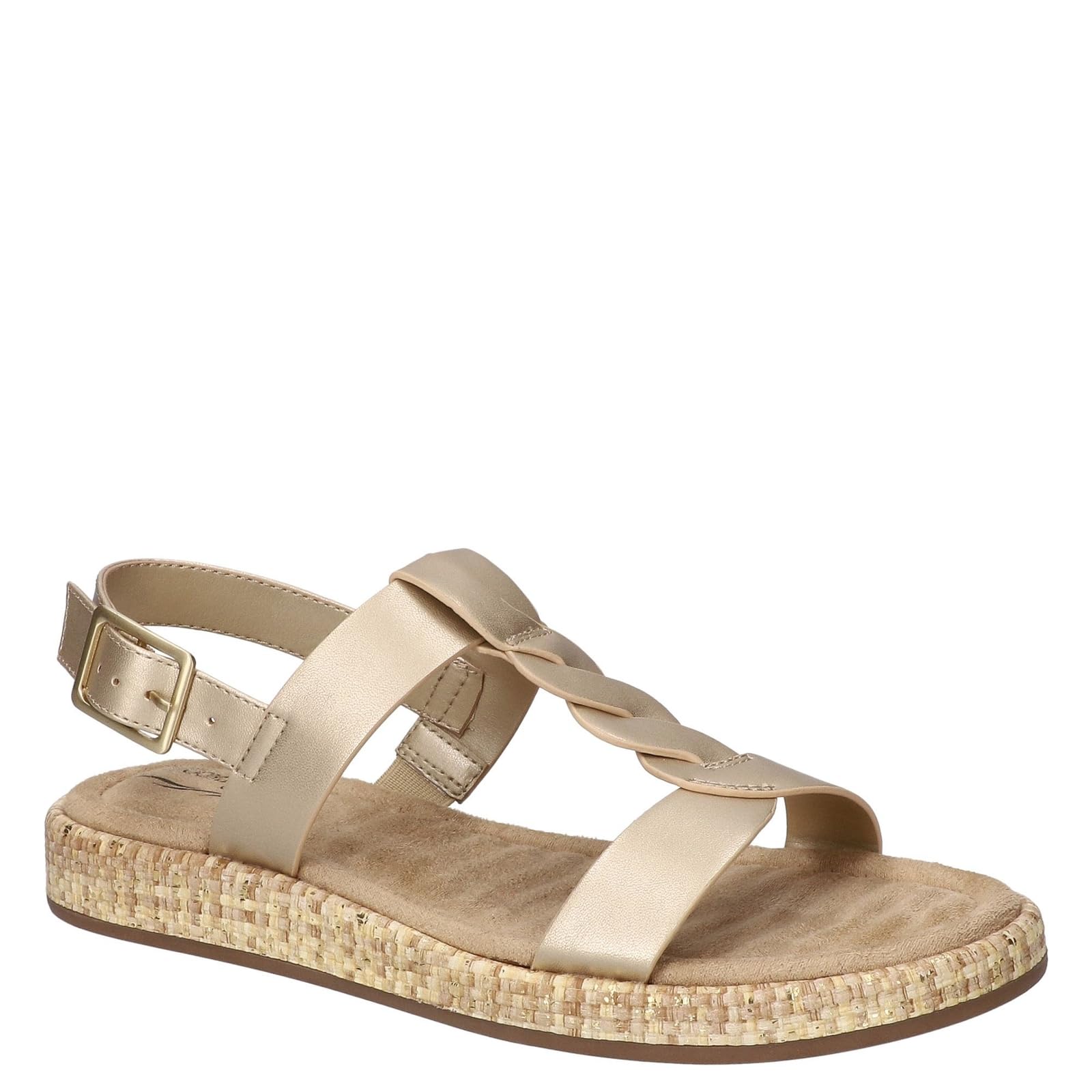 Easy Street Women's Comfortable Flat Sandal for Casual Wear Classic Leather Design US Women Size 7 Noir Easy Street Wome